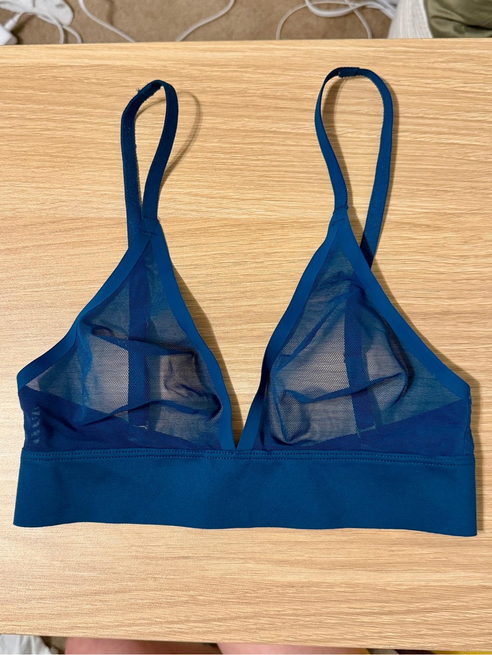 Soma Sheer Triangle Bralette in Deep Teal Blue